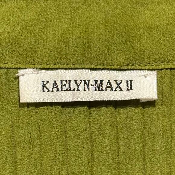 Kaelyn Max Top Y2K Cottage Boho Retro Hippie 70s Fairy Pleated Button Green 2X - Picture 3 of 7
